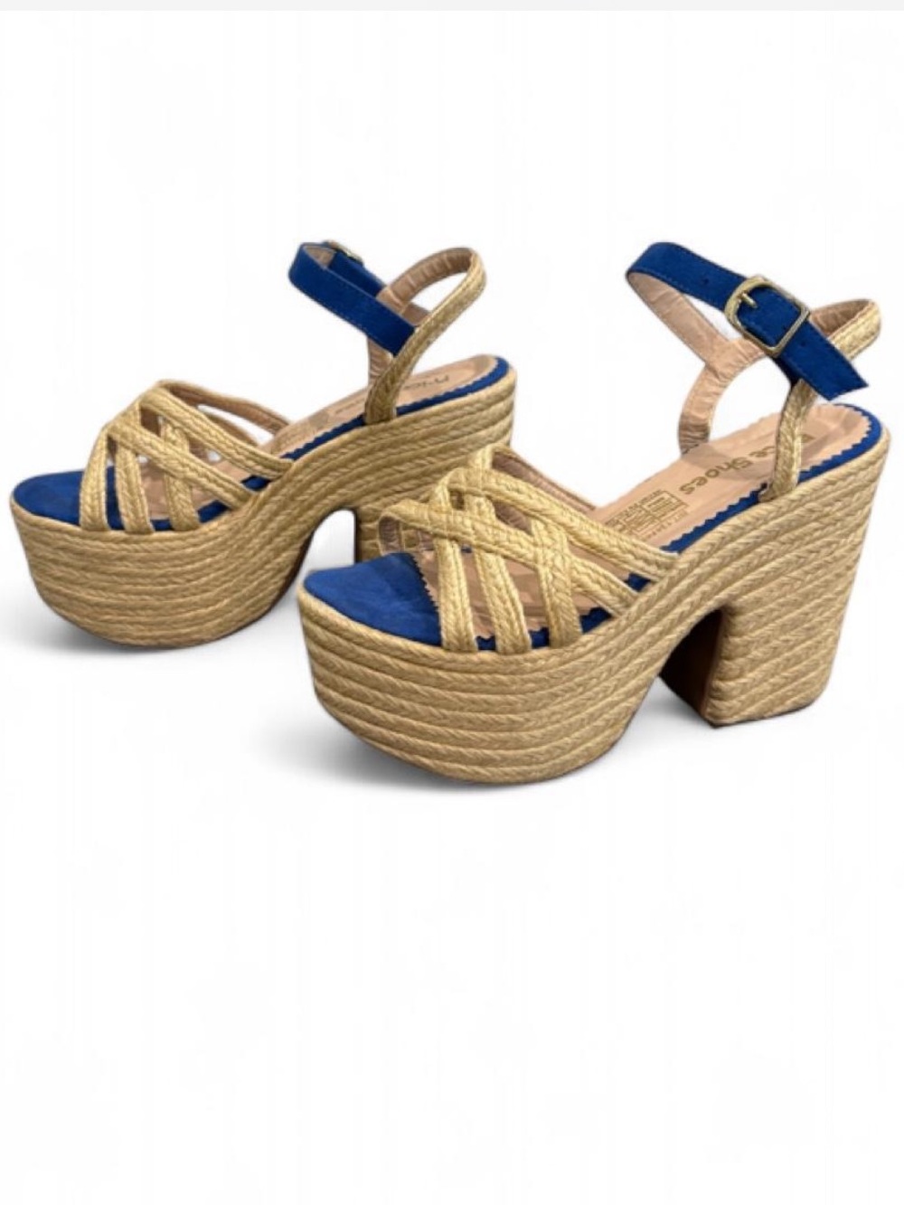 Jute Platform Espadrille Sandals Blue Size 37 (US 7) PRICE SHOES from Colombia